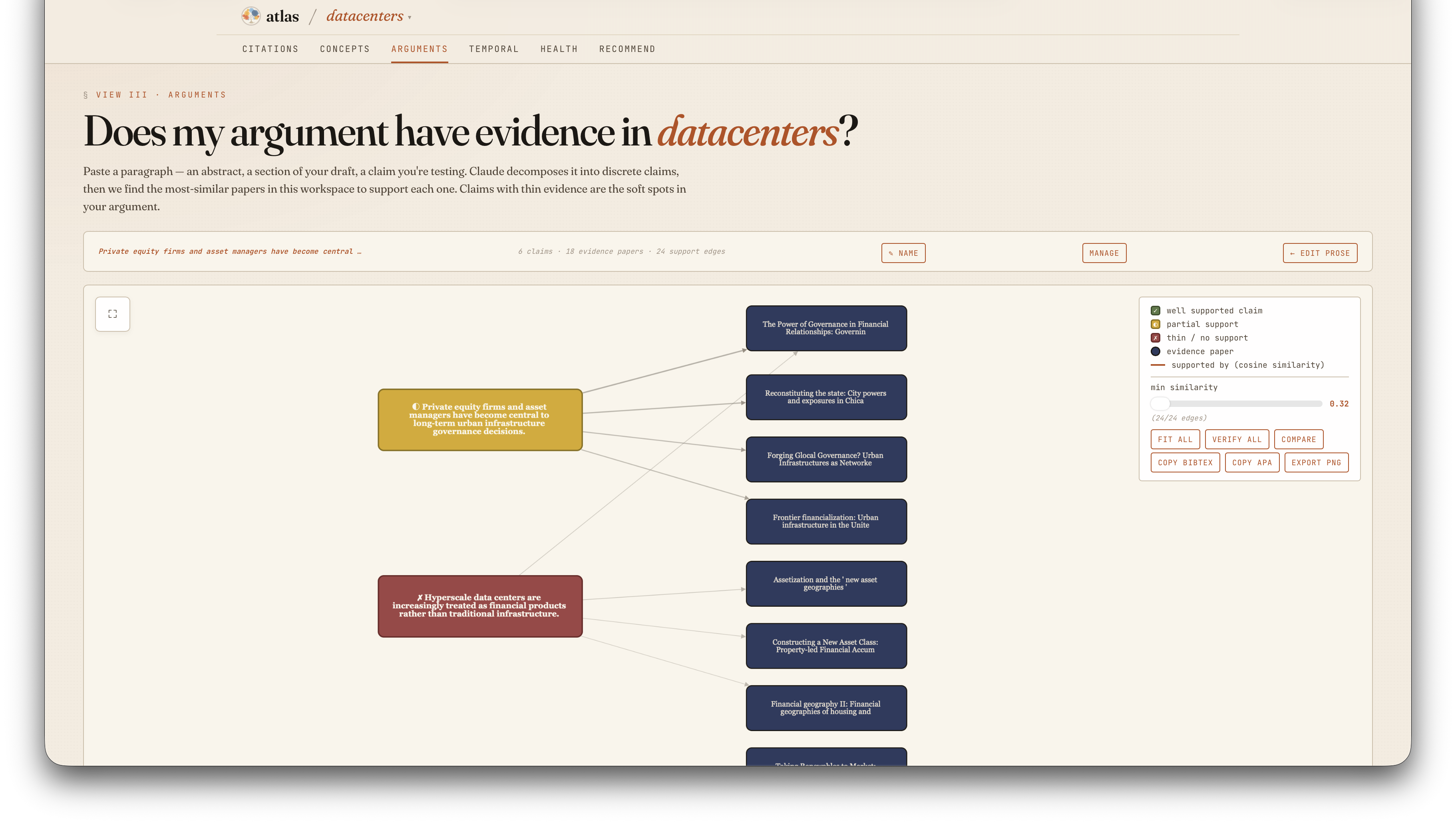 arguments — claim / evidence match
