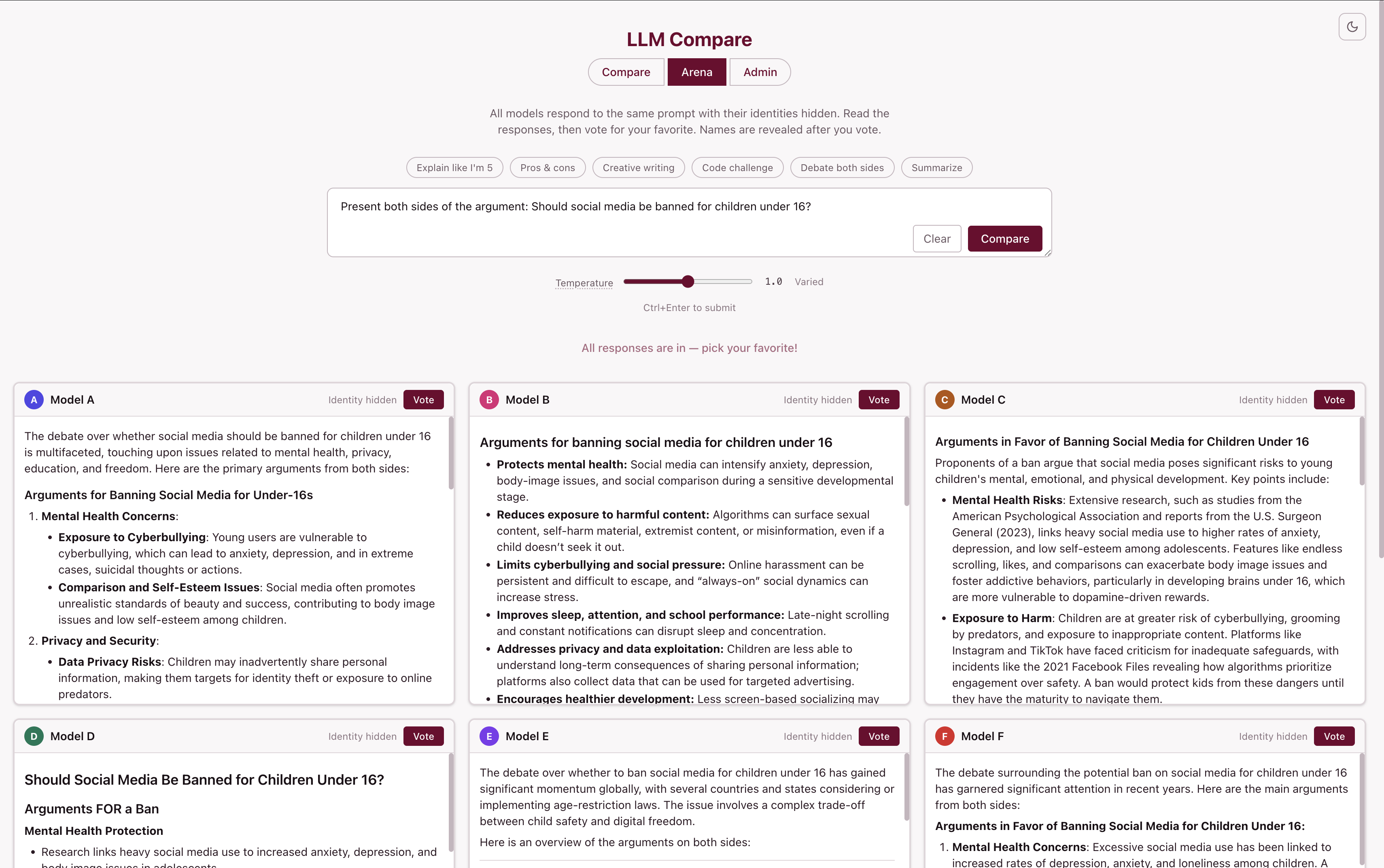 blind mode — vote without seeing the name